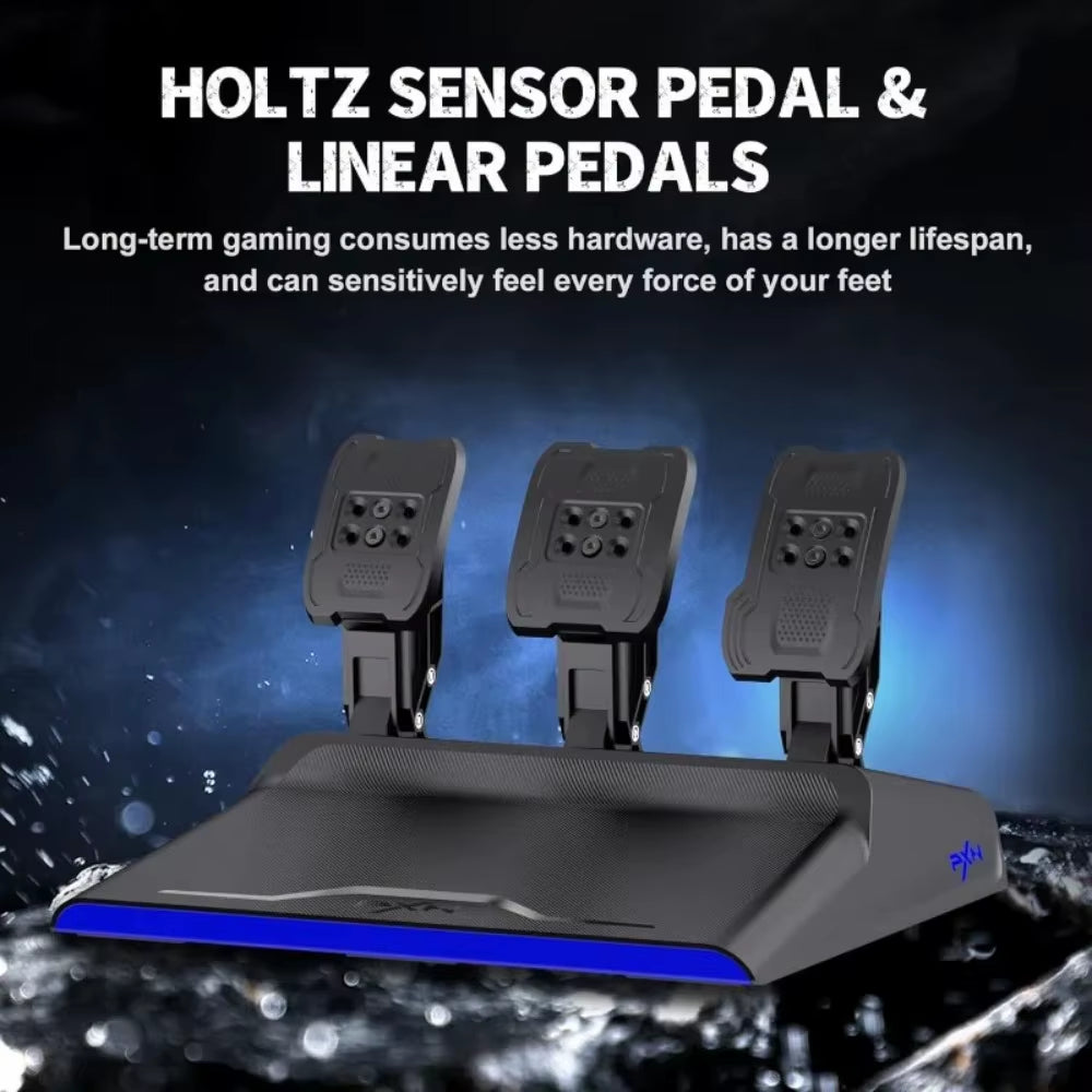 Force Feedback Steering Wheel, 270-900 Degree, with 3 - Pedals and Shifter Bundle for PC, PS4, Xbox One, Xbox Series X/S