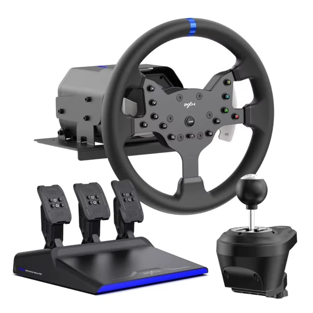 Force Feedback Steering Wheel, 270-900 Degree, with 3 - Pedals and Shifter Bundle for PC, PS4, Xbox One, Xbox Series X/S