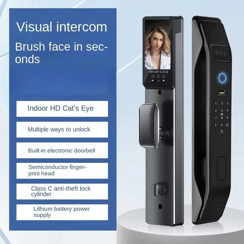 Hot Selling Biometric Smart Locks Tuya Face Recognition Door Lock for Home Hotel Use Compatible Card Key Smartphone App Control