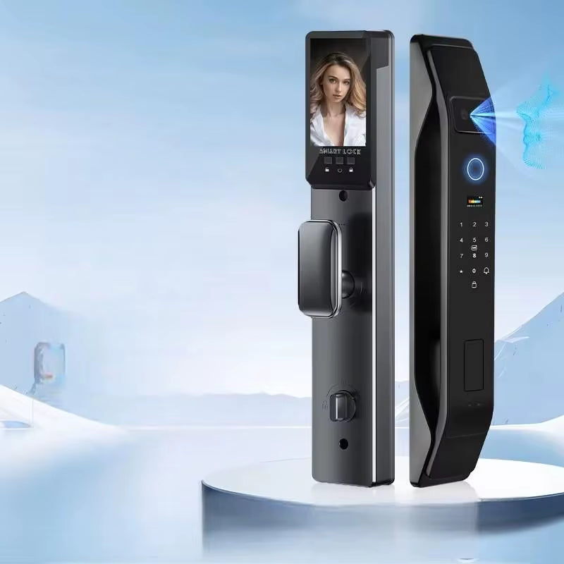 Hot Selling Biometric Smart Locks Tuya Face Recognition Door Lock for Home Hotel Use Compatible Card Key Smartphone App Control